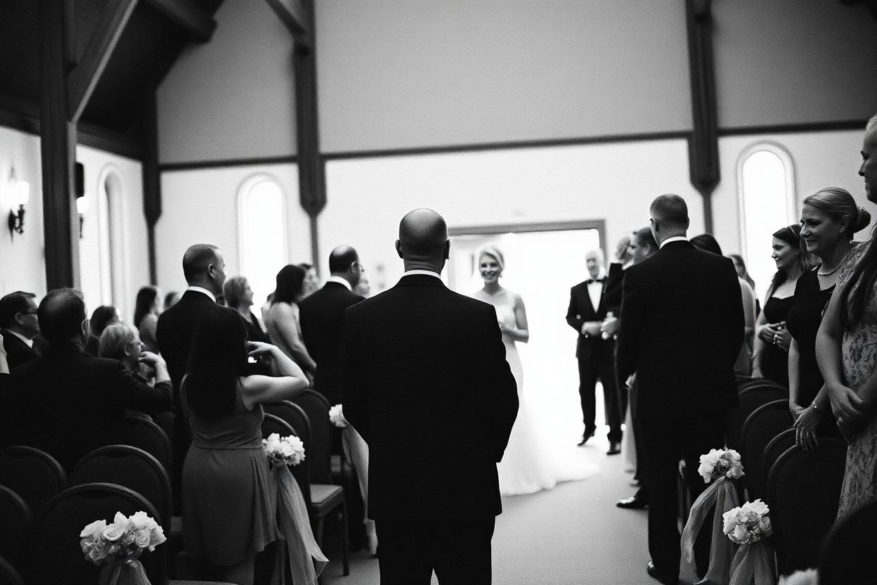 Ceremony moment photographed quietly from the aisle